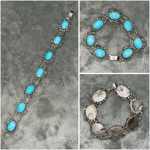 Vintage 925 Sterling Silver Turquoise Bracelet